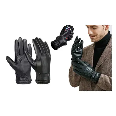 Men'sTouchscreen PU Leather Gloves,One