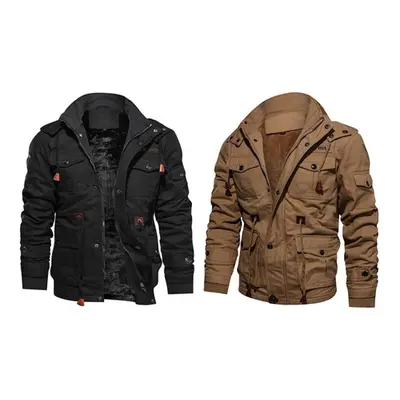 Men'sWinter Military Jacket,Brown,L