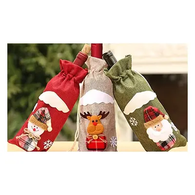 Christmas Wine Bottle Cover Bag, White Elk,Two