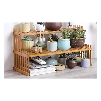 Two Tier Multipurpose Wooden Display Shelf