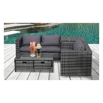 Outsunny Four-Piece Rattan-Effect Outdoor Furniture Set,Grey