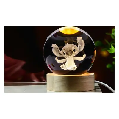 Stitch Inspired Laser Carving 3D Crystal Ball Night Light, Style 3