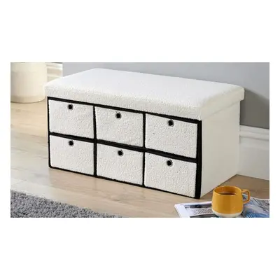 Furniture Dealz Sofia Six Drawer Folding Storage Ottoman, Grey