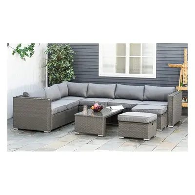 Outsunny Seven-Seater Rattan-Effect Furniture Set