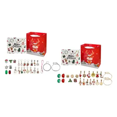 Christmas-Themed Advent Calendar,Advent Calendar Charms Beads Bracelets and Necklace and Earring