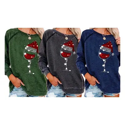 Christmas Wine Glass Jumper, Green,XL