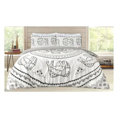 Smart Living Premium Reversible Tribal Elephant Duvet Set , Super King,Rust