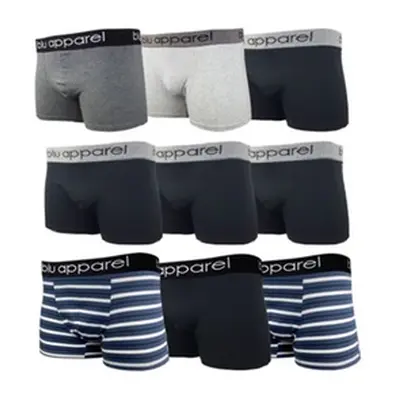 Three Packs of Blu Apparel Men'sBoxers, Black Charcoal Grey,Large