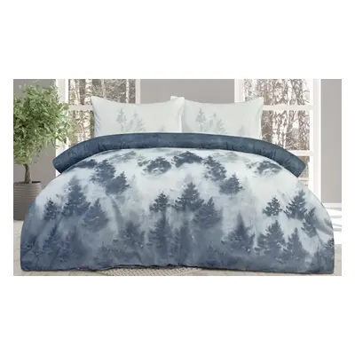 Super Soft Reversible Misty Forest Duvet Set , Double ,Navy