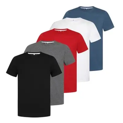 Mens 5 Pack Plain Crew Neck T-Shirt , Mixed Colours, X Large