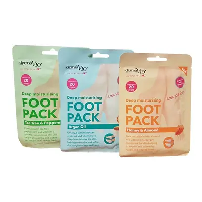 Derma V10 Moisturising Foot Packs,Honey and Almond Argan Oil Tree Tree,Three-Pack