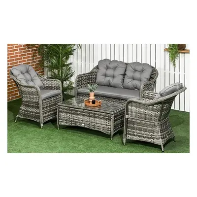 Outsunny Four Piece Rattan-Effect Sofa Set