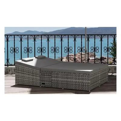 Outsunny Two-Seater Rattan-Effect Day Bed with Fire Retardant Cushions