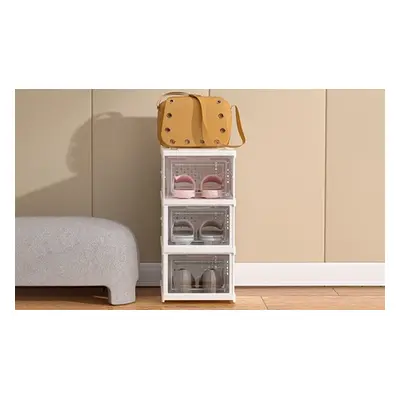 Three Tier FoldableStackable Shoe Storage Box Organisers