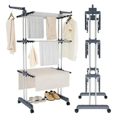 4 Tier Foldable Clothes Airer with Wheels