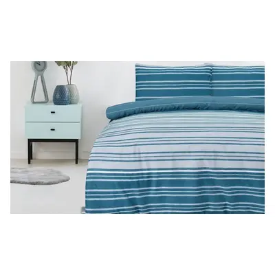 Smart Living Reversible Textured Stripe Duvet Set, Super King,Teal