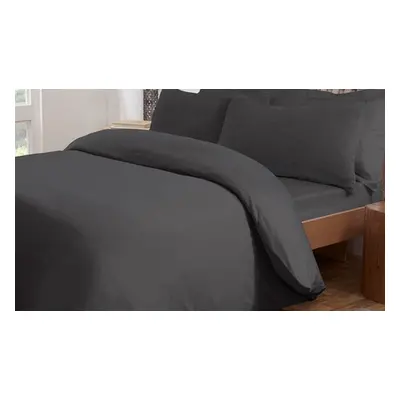 Jersey Melange Duvet Cover Bedding Set,Single Fitted Sheet,Charcoal