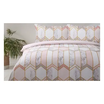 Smart Living Reversible Geo Metallic Marble Duvet Set , King