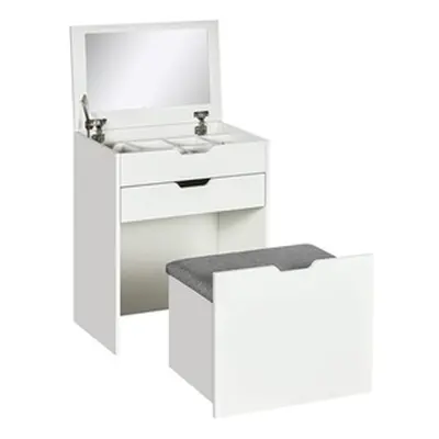 831-486V70 HOMCOM Dressing Table with Flip-up Mirror and Storage Stool