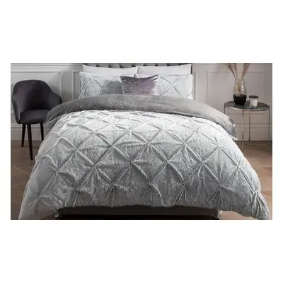 Rouched Faux Fur Duvet Set, Grey,Single