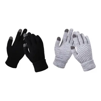 Knitted Winter Warm Touchscreen Gloves, Grey,One