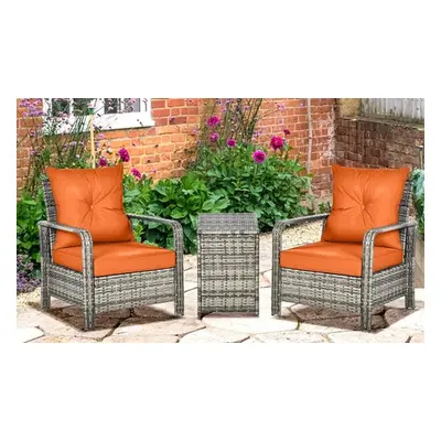 Outsunny Three-Piece PE Rattan Wicker Garden Furniture Patio Bistro Set