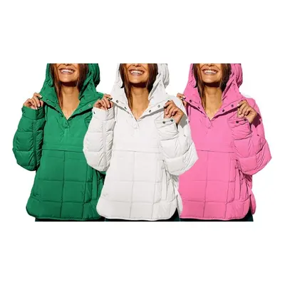 Women'sLightweight Hooded Puffer Cotton Pullover Jacket,White ,UK10-12