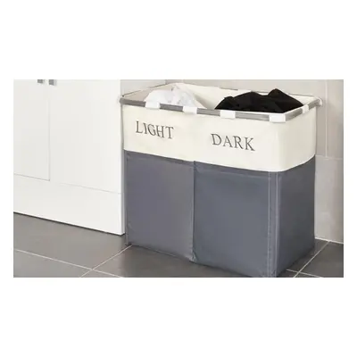 Vinsani Large Folding Laundry Sorter with Two Separate Compartments, Light Grey