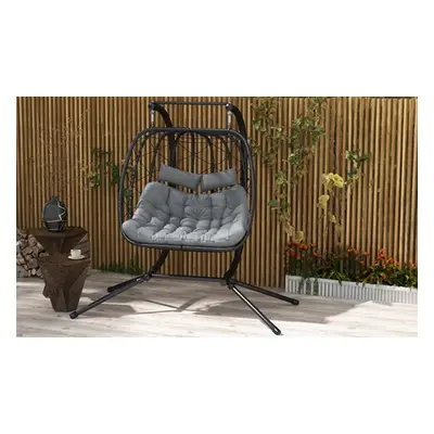 Outsunny Two-Seater Steel Frame Hanging Egg Chair