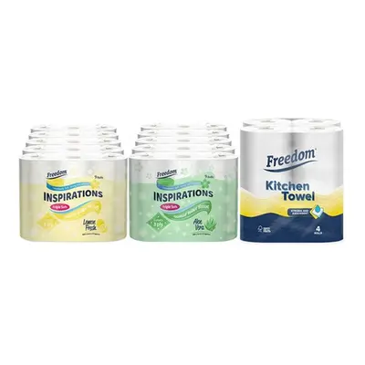 Freedom Bundle , 45 Rolls of Freedom Lemon Toilet Paper 3Ply and 24 Rolls of Kitchen Towels