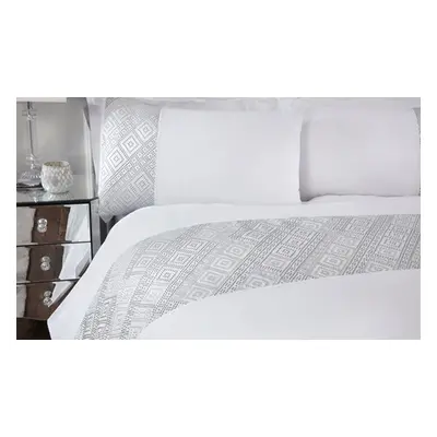 3D Geometric Lurex Jacquard Duvet Sets,White,Double