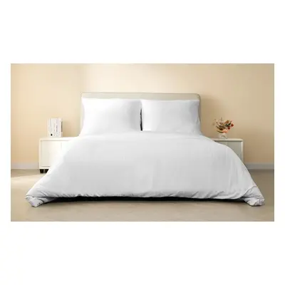 3 Piece Stripe Duvet Cover Set, White,200cm