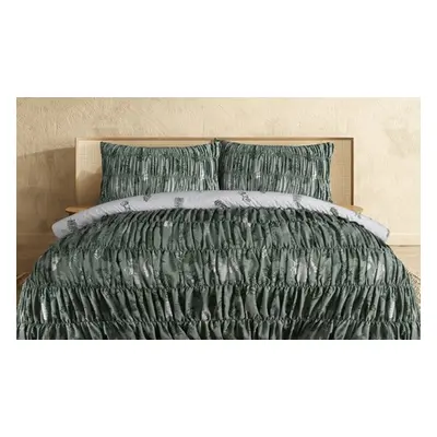 Reversible Polycotton Fern Rouched Duvet Set, Single