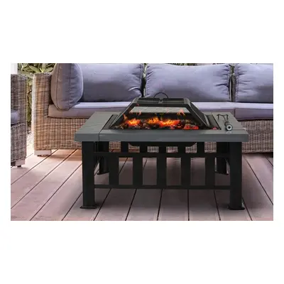 Outsunny Outdoor Metal Fire Pit with Rain Cover