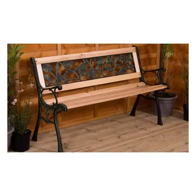 Decorative Rose or Cross Back Three Seater Bench, Decorative Rose