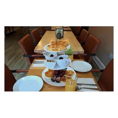 For 4, Breakfast Delights - Crossaint Pancakes Granola Fruit + Drink