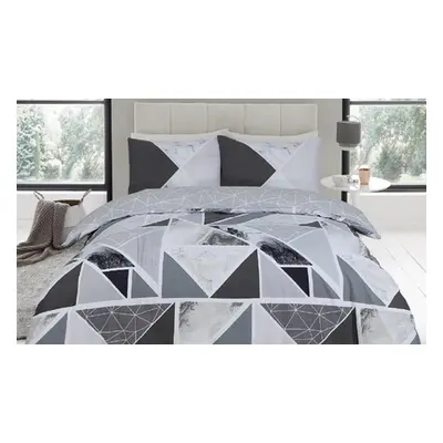 Mila Geometric-Print Duvet and Pillowcase Set,Charcoal-Grey,King