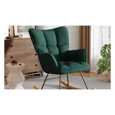 Green Tufted Upholstered Rocking Chair