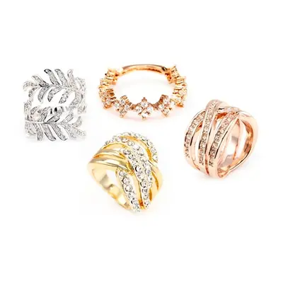 Rings Collection Made with Crystals from Swarovski®, zig zag,Gold,Medium