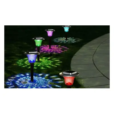 RGB Colour Changing Solar Garden Lights and Warm White Glass lights, Two