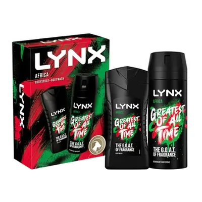 Lynx Africa Greatest of All Time Body Wash and Body Spray Gift Set, Two