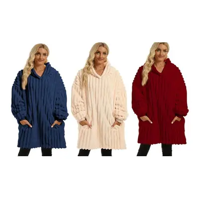 Oversized Hoodie Blanket with Pockets, Wine Red