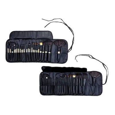 24-Piece Professional Make-up Brush Set with a Leather Case, Wooden Set,One