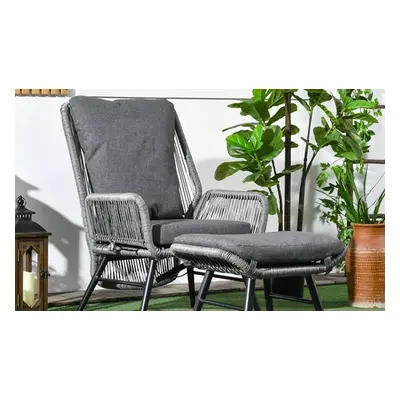 Outsunny 2 Pieces PE Rattan Garden Leisure Chair Set