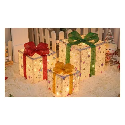 Set of Three Light Up Christmas Gift Boxes, Deer