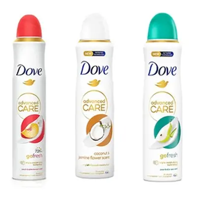 Dove Advanced Care Go Fresh Antiperspirant Deo 6 Pack of 200ml, Peach and White Blossom 200ml 6 