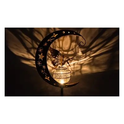 Fairy Solar Lights Lamp Outdoor Led Light Metal Moon Angel Statues