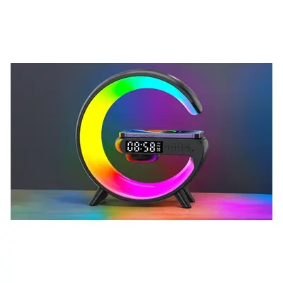 G-Shape Wireless RGB Alarm Clock Charging Stand, Black