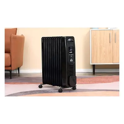 HomCom Digital Display Oil-Filled Radiator with 11 Fins, Black