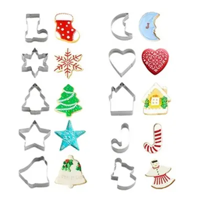 Set Of 10Pcs Christmas Cookie Cutter Biscuit Molds, x2